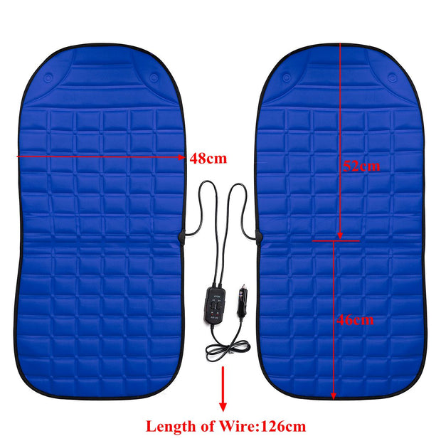 2Pcs In 1 Fast Heated & Adjustable Black/Grey/Blue/Red Car Electric Heated Seat Car