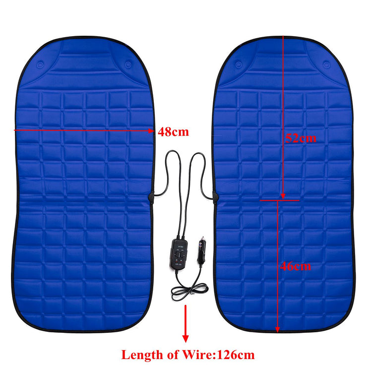 2Pcs In 1 Fast Heated & Adjustable Black/Grey/Blue/Red Car Electric Heated Seat Car