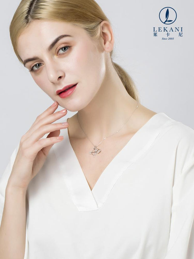 Arrow of Love Sterling Silver Necklace with  Crystals