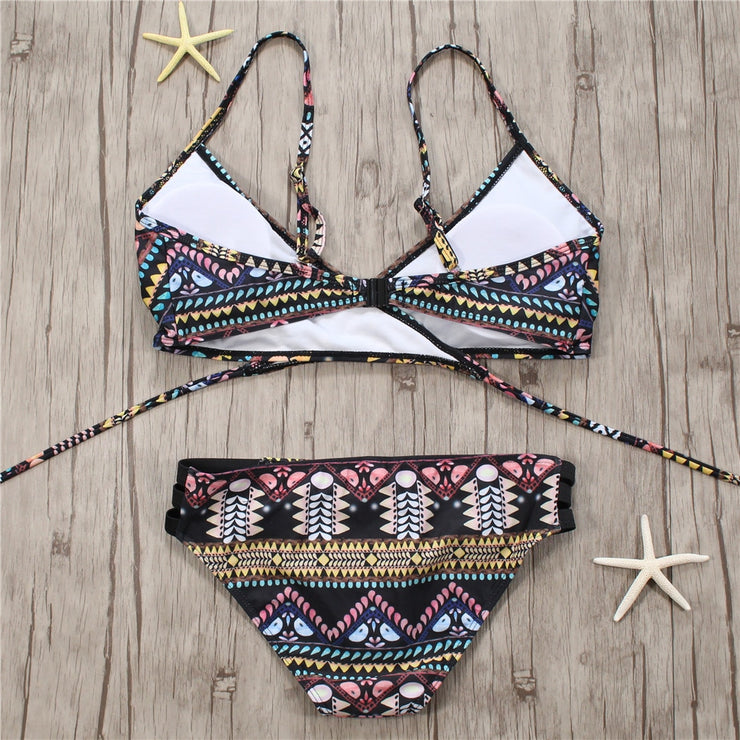 2018 Sexy Bandage Aztec Biquini String Strappy Swim Wear Bathing Suit Swimsuit Beachwear Swimwear Women Brazilian Bikini