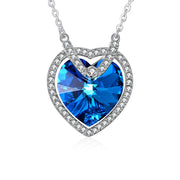 Blue Topaz Sterling Silver Necklace with  Crystals
