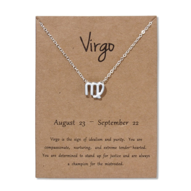 Gold Zodiac Pendant Necklace For Women