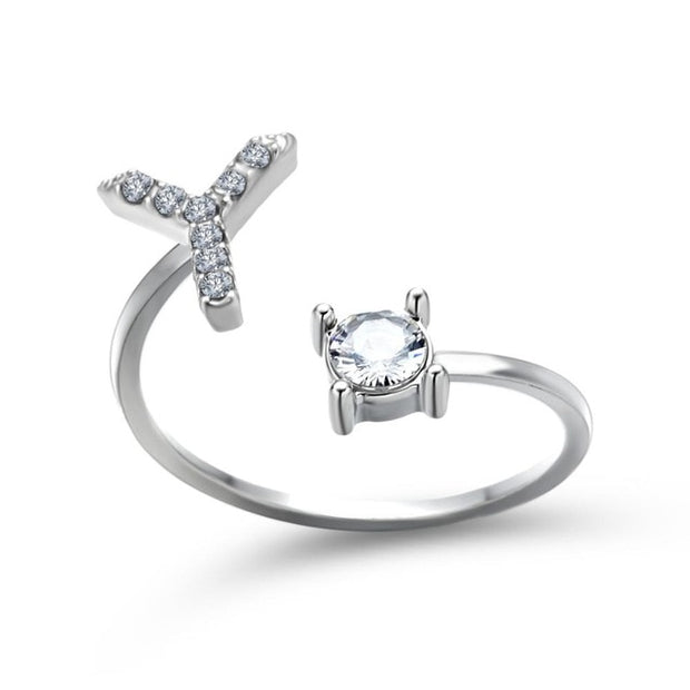 Adjustable 26 Initial Letter Ring For Women