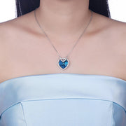 Blue Topaz Sterling Silver Necklace with  Crystals