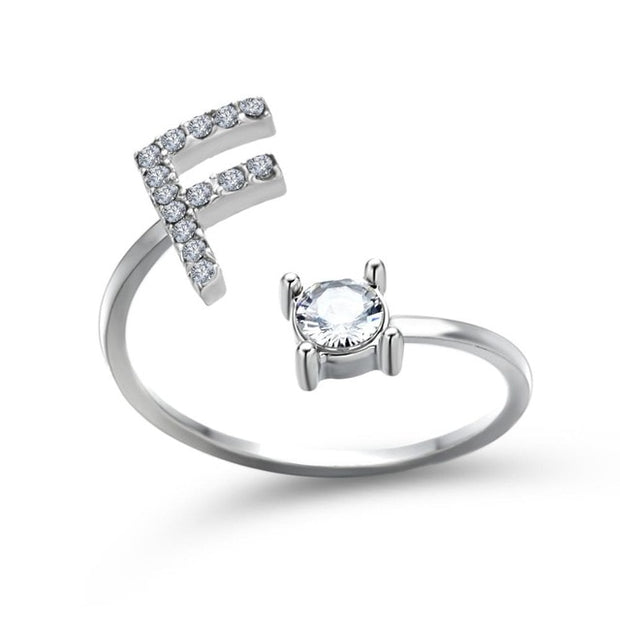 Adjustable 26 Initial Letter Ring For Women