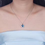 Blue Topaz Sterling Silver Necklace with  Crystals