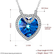Blue Topaz Sterling Silver Necklace with  Crystals