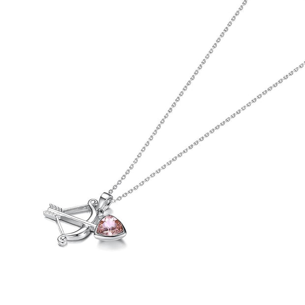 Arrow of Love Sterling Silver Necklace with  Crystals