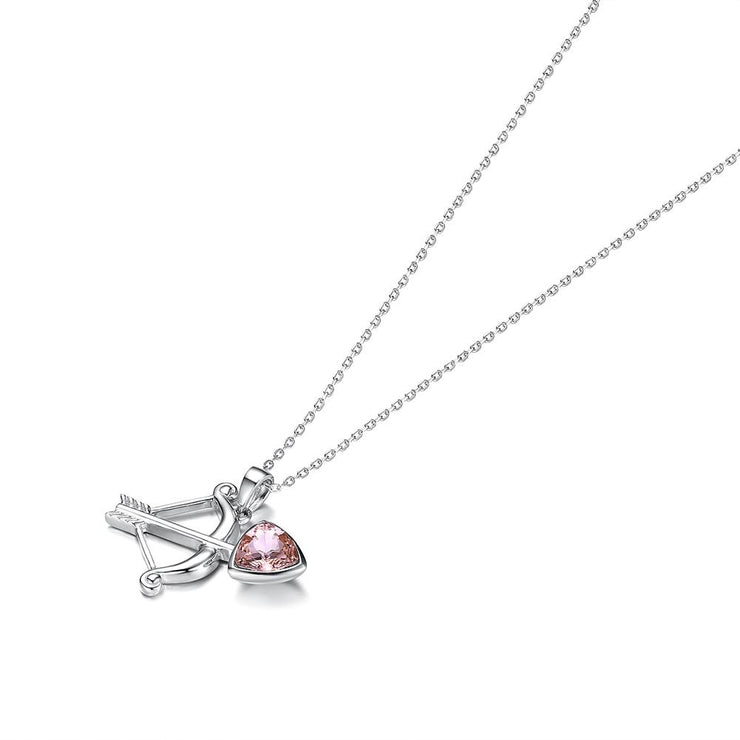 Arrow of Love Sterling Silver Necklace with  Crystals