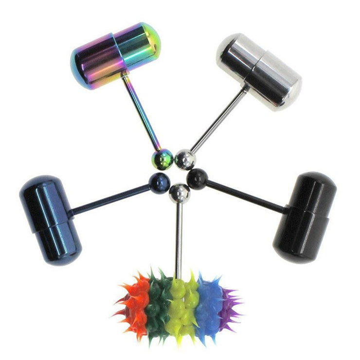 Fashion Women Men Body Piercing Jewelry Colorful Rock Personality Rubber Stainless Barbell Vibrating Tongue Ring 2 Batteries