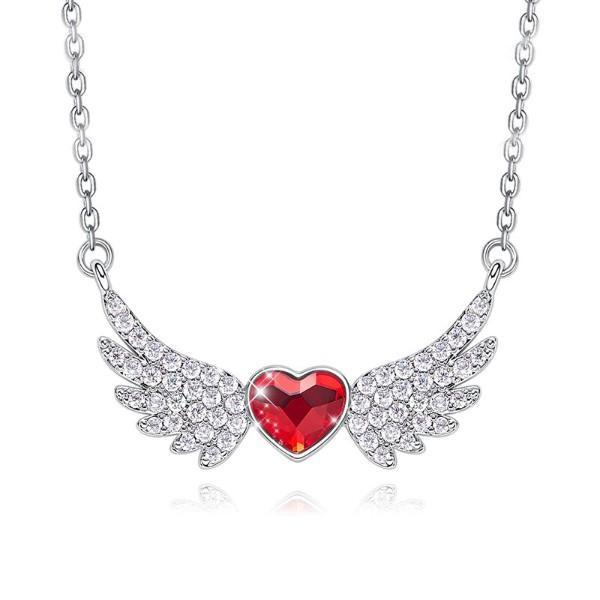 Austrian Crystal 4.00 Ct Ruby Flying with the Wings of an Angel Necklace