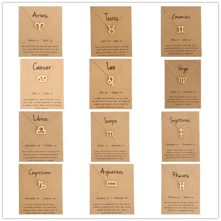 Gold Zodiac Pendant Necklace For Women