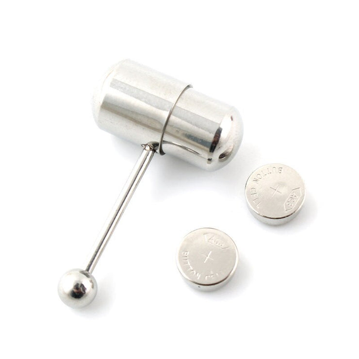 Fashion Women Men Body Piercing Jewelry Colorful Rock Personality Rubber Stainless Barbell Vibrating Tongue Ring 2 Batteries