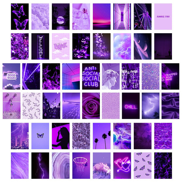 50Pcs Purple Aesthetic Picture for Wall Collage Set