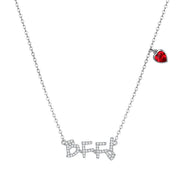 BFF Sterling Silver Necklace with  Crystals