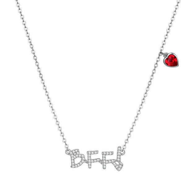 BFF Sterling Silver Necklace with  Crystals