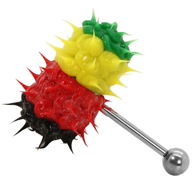 Fashion Women Men Body Piercing Jewelry Colorful Rock Personality Rubber Stainless Barbell Vibrating Tongue Ring 2 Batteries