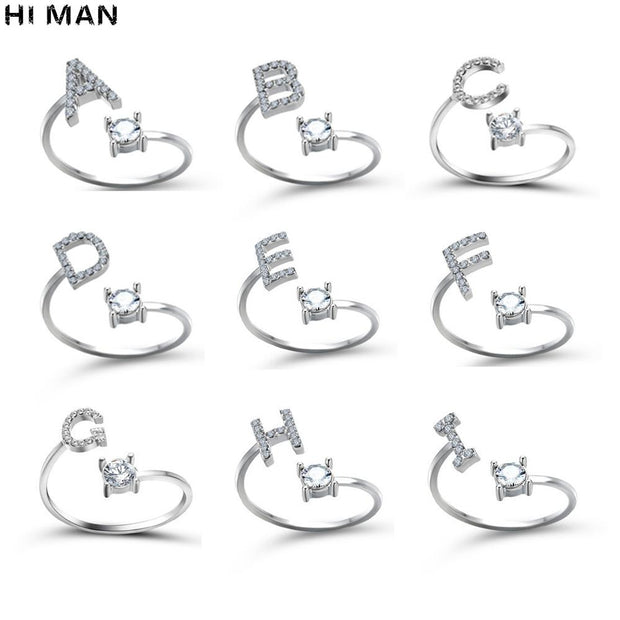 Adjustable 26 Initial Letter Ring For Women