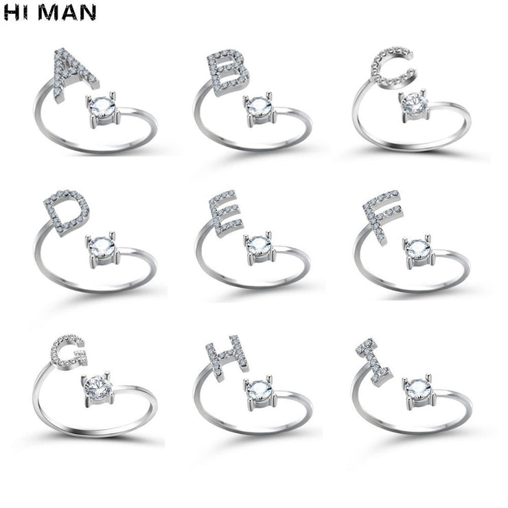 Adjustable 26 Initial Letter Ring For Women