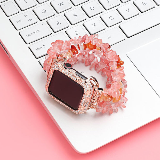 Armor Copper Protective Case for Apple Watch Series 6 5 4 3 SE Carved Diamond Cover Fashion Bumper for iWatch 38mm 42mm 40/44mm