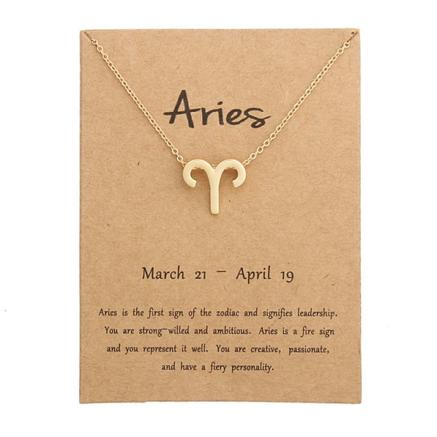 Gold Zodiac Pendant Necklace For Women