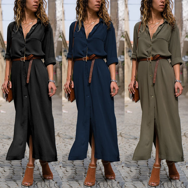 Women Summer V Neck Boho Party Beach Dress Woman Solid  Color Long Maxi Dresses Ladies Holiday Casual Sundress Female Clothes