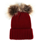 Fashion Parent-child Caps Cute Infant Baby Pompon Winter Hat Double Fur Ball Hat