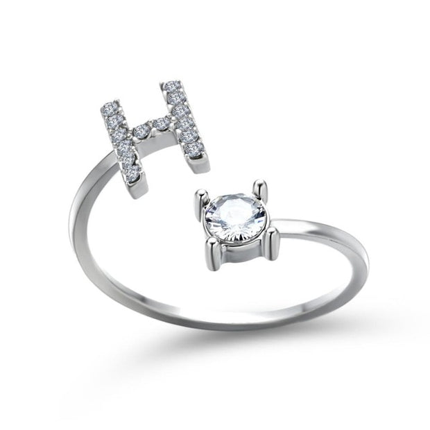 Adjustable 26 Initial Letter Ring For Women