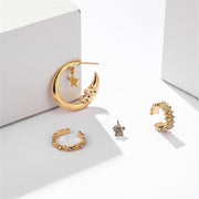 4 Pcs/set Bohemian Moon Star Crystal Stud Earrings