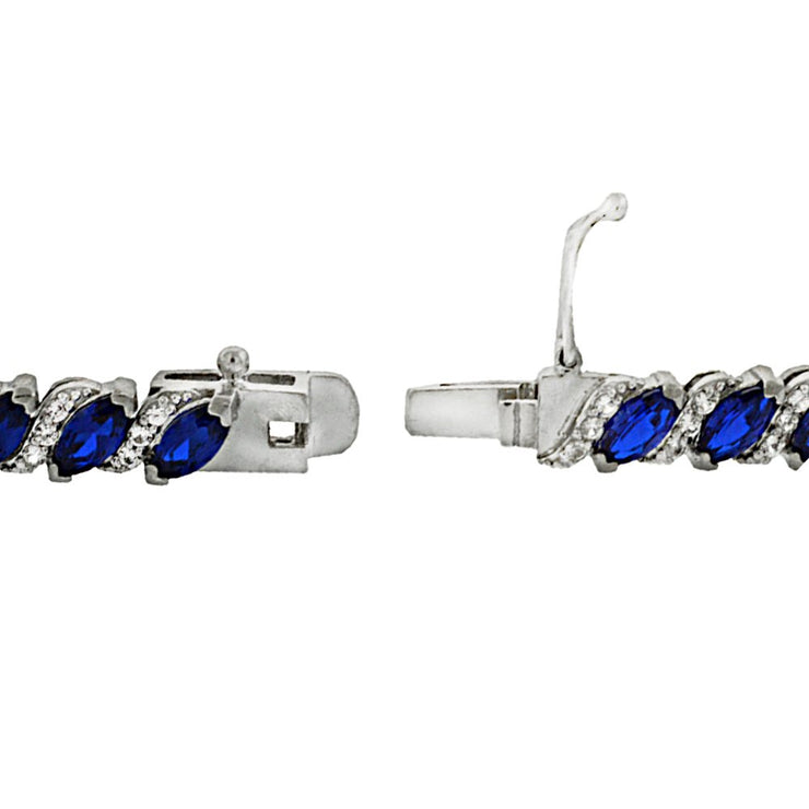 20.00 Ct Genuine Sapphire ine Bracelet embellished With Crystals In 18k White Gold Filled