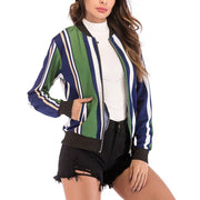Wuhaobo Fashion Retro Floral Print Women Coat Casual Zipper Up Bomber Jacket Ladies Casual Autumn Outwear Coats Women Clothing