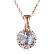 Aurora Borealis Crystal Sterling Silver Necklace with  Crystals