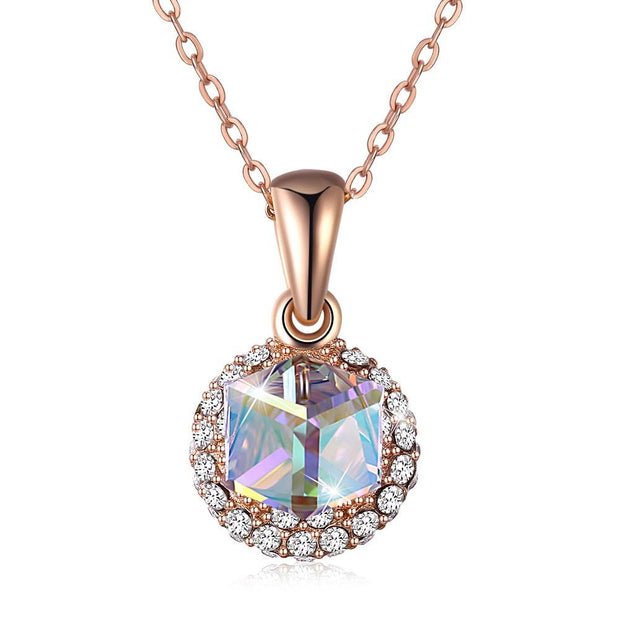 Aurora Borealis Crystal Sterling Silver Necklace with  Crystals
