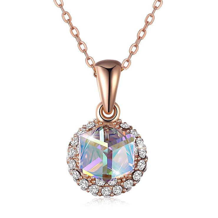Aurora Borealis Crystal Sterling Silver Necklace with  Crystals