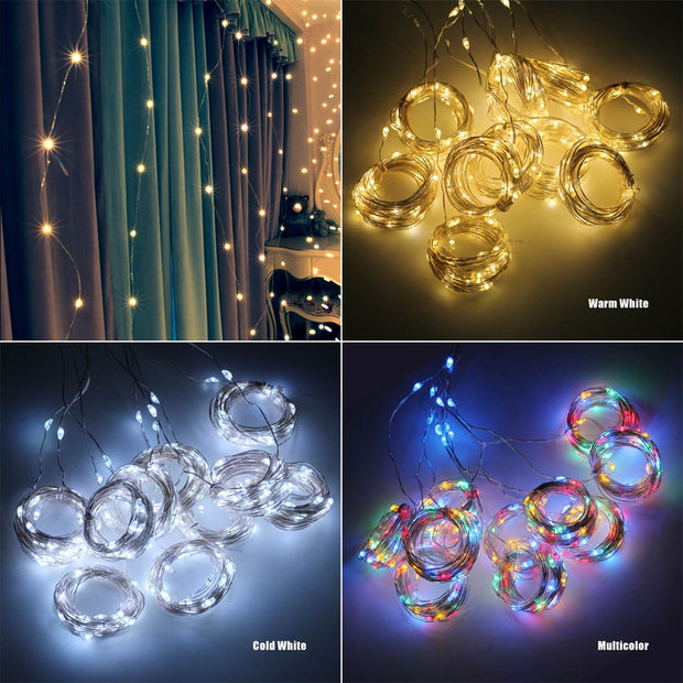 3M LED Curtain Garland on the Window USB String Lights