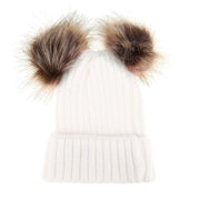 Fashion Parent-child Caps Cute Infant Baby Pompon Winter Hat Double Fur Ball Hat
