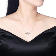 Beating Heart Aurora Borealis Crystal Sterling Silver Necklace with  Crystals