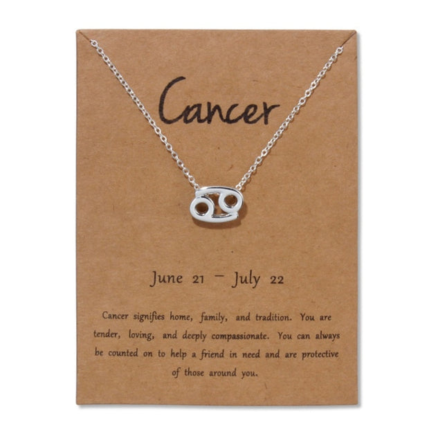 Gold Zodiac Pendant Necklace For Women