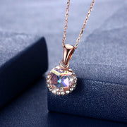 Aurora Borealis Crystal Sterling Silver Necklace with  Crystals