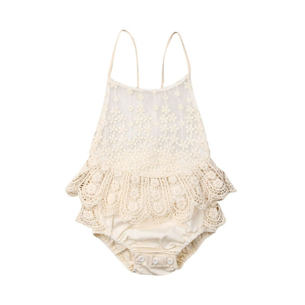 Bodysuits Sleeveless Ruffles Lace Jumpsuit Elegant Infant Girls