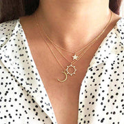 3 Piece Celestial Pave Necklace With Austrian Crystals 18K Gold Plated Necklace