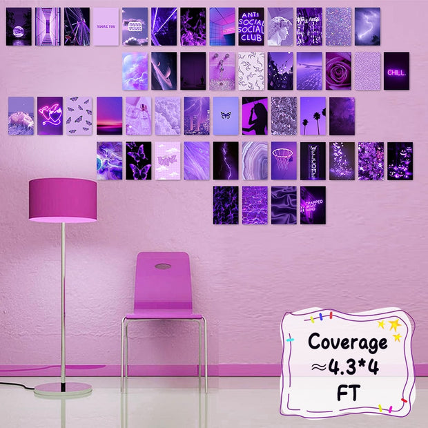 50Pcs Purple Aesthetic Picture for Wall Collage Set