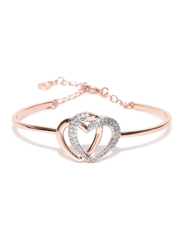 Rose Gold-Plated Handcrafted Bangle-Style Bracelet
