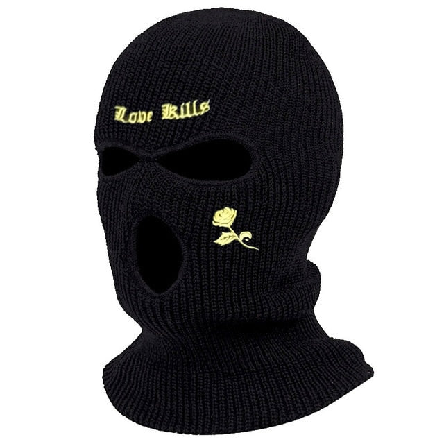 1Pc Embroidery Balaclava Face Mask 3-Hole for Cold Weather, Winter Ski Mask for Men and Women Thermal Cycling Mask Christmas Gif
