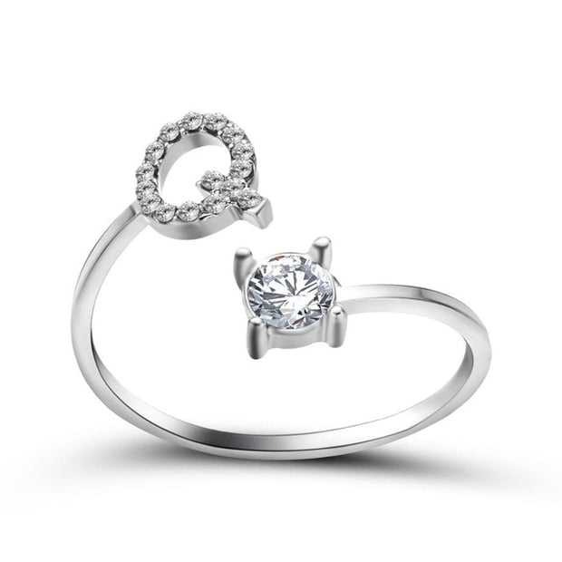 Adjustable 26 Initial Letter Ring For Women