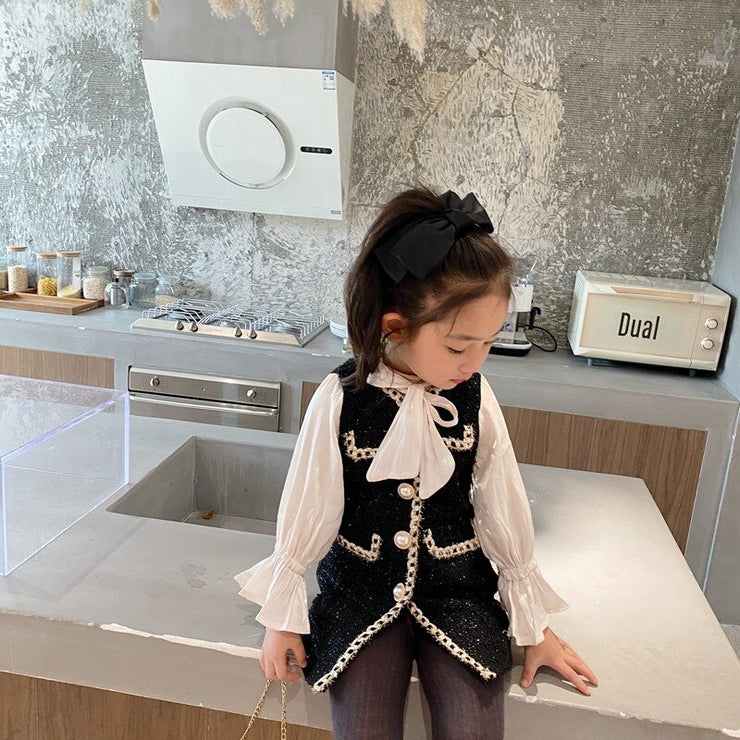 2020 Autumn New Arrival Girls Fashion Tweed Dress Kids Long Sleeve  Dresses  Girls Princess Dress