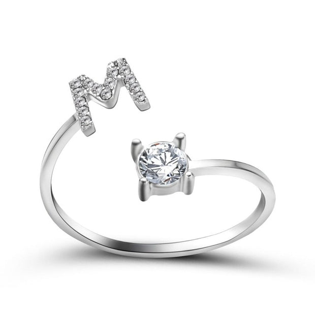 Adjustable 26 Initial Letter Ring For Women