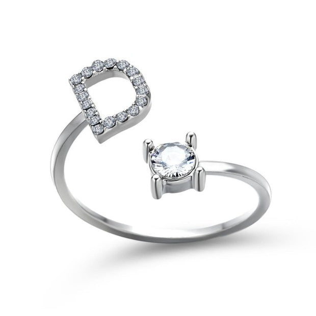 Adjustable 26 Initial Letter Ring For Women