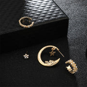 4 Pcs/set Bohemian Moon Star Crystal Stud Earrings