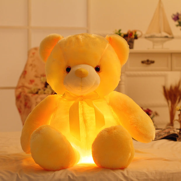 50cm Creative Light Up LED Teddy Bear Stuffed Animals Plush Toy Colorful Glowing Christmas Gift for Kids Pillow